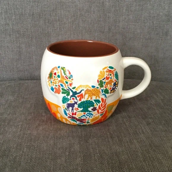 Disney Animal Kingdom‎ Ceramic 17 oz Coffee Mug Rounded Raised Mickey Silhouette - Picture 2 of 6